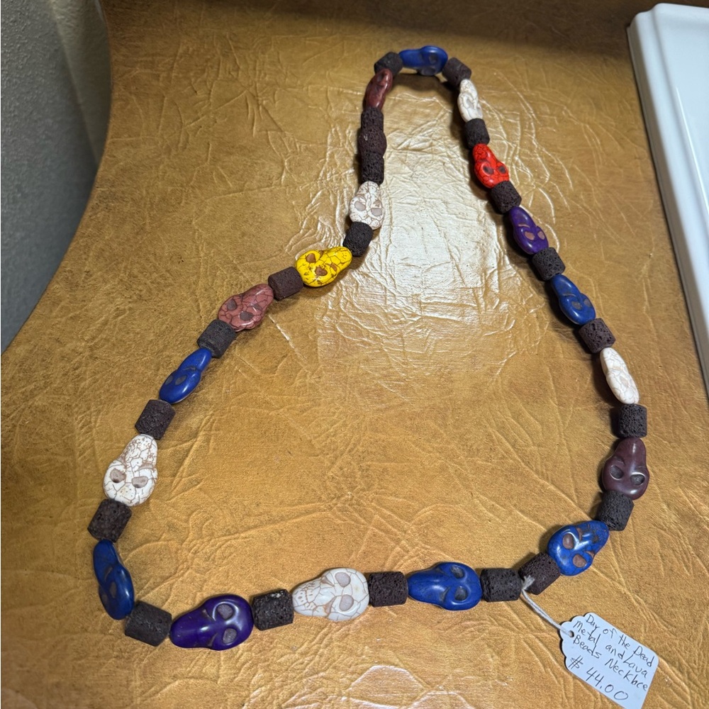 Lava Skull Bead Necklace